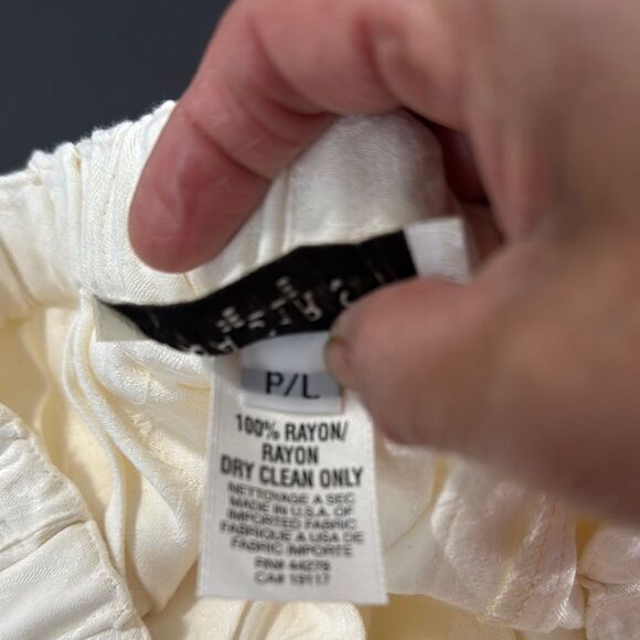 Marisa Christina Elegant Vintage Cream Pleated Skirt Size L  Petite NWT - Picture 8 of 12